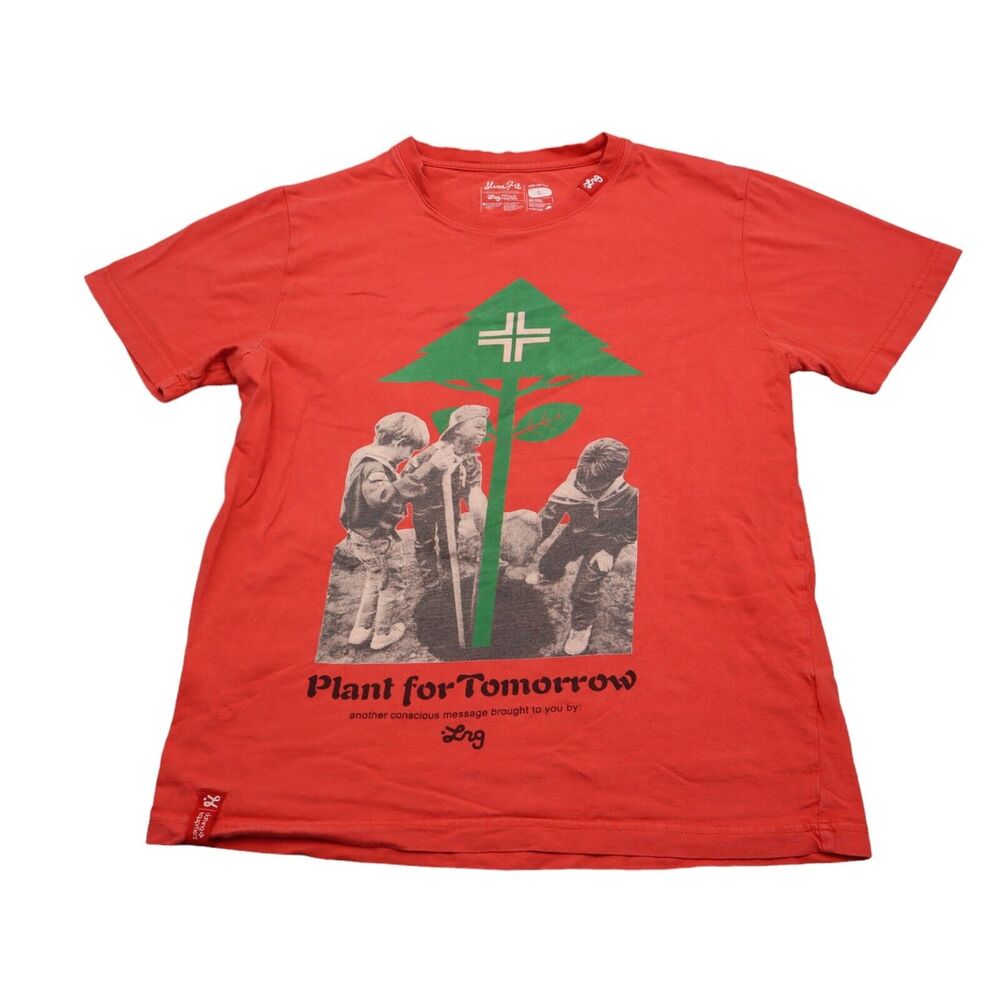 LRG Shirt Mens L Red Short Sleeve Crew Neck Graphic Print Pullover Tee
